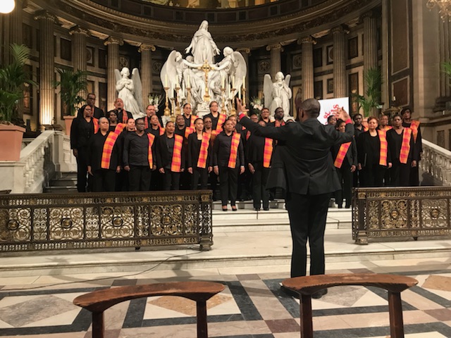 Choir performing in Church of the Madeleine, one of the best examples of Neo-classical architecture in Paris, as part of the International Choir Festival in Paris.