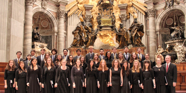 A choir performs at St. Peter's Basilica during the Festival of Peace in Rome.