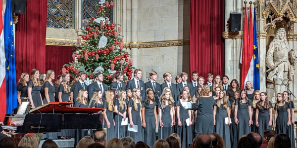 Student choir from Music Contact International touring and performing in Vienna, Austria during the Vienna Advent Sing Festival.